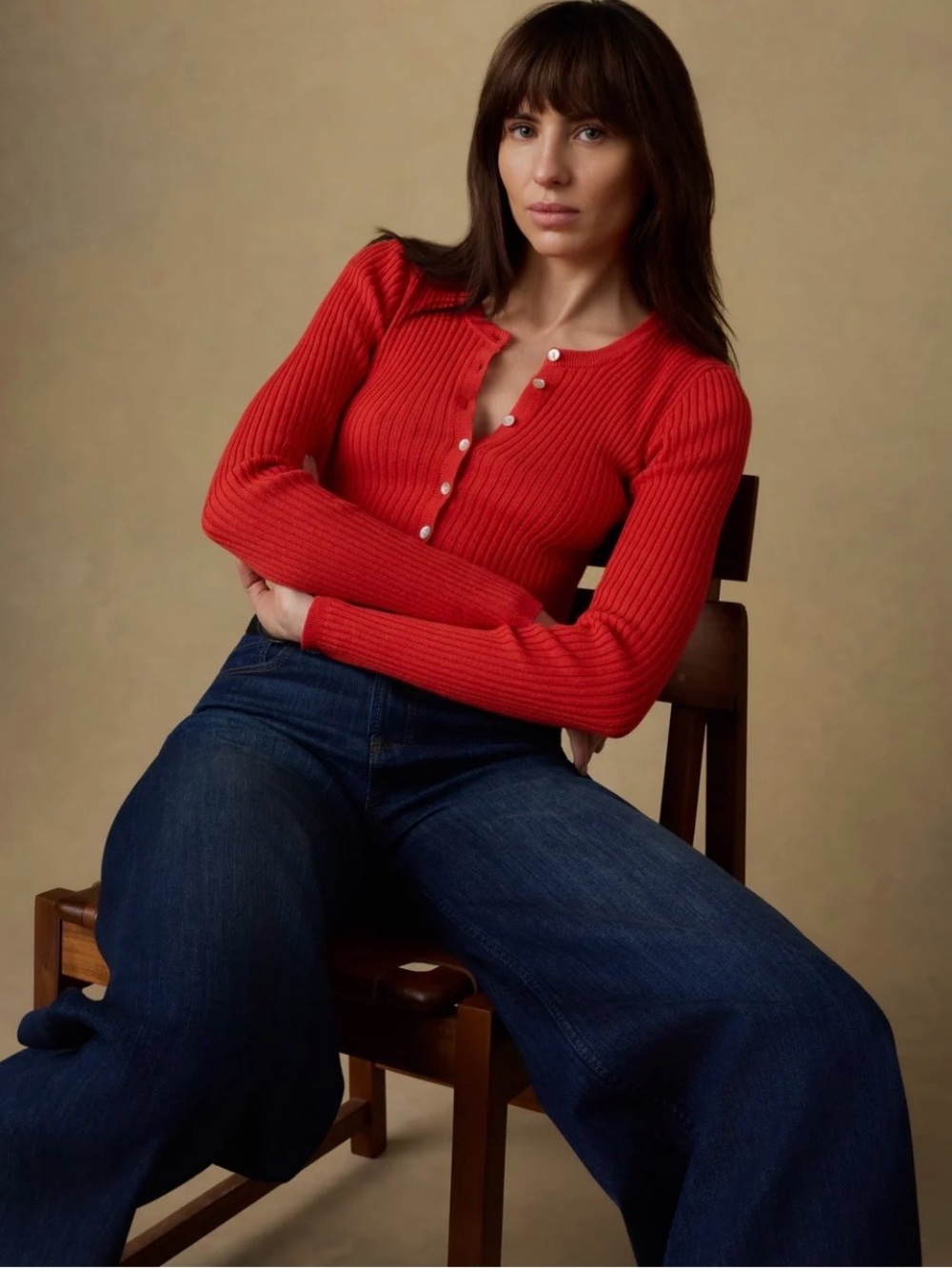 Faherty Miramar Linen Organic Cotton Ribbed Cardigan Poppy Red L